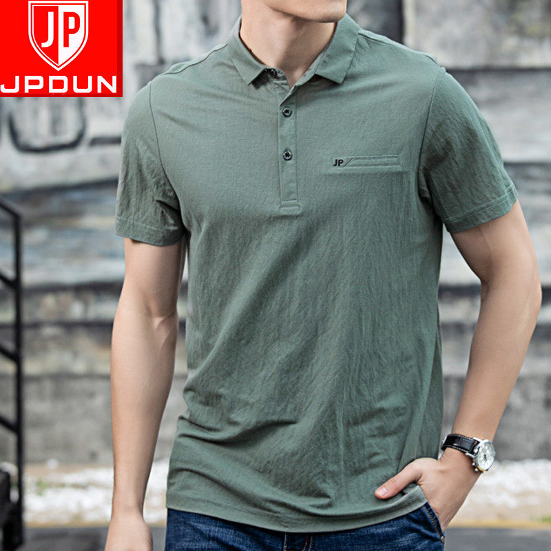 Summer men's short-sleeved T-shirt men's lapel solid color business casual T-shirt men's half-sleeve top clothes
