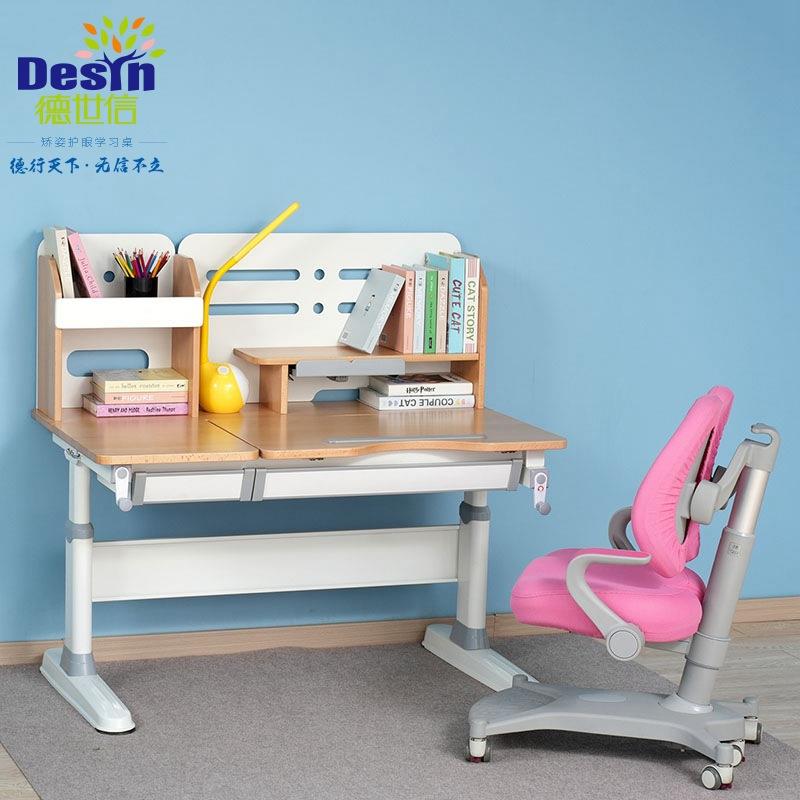 Multifunctional desk for children, liftable beech wood 120cm study table and chair, home writing desk, spot adjustable