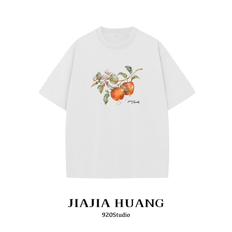 【New Product】2026 New Product【Apple】Huang Jiajia Design Slim Fit Combed Cotton Short Sleeve T-Shirt