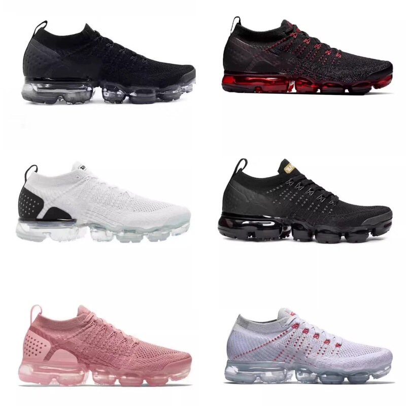 【Wenwen】Men's Knitted Running Shoes with Full-Length Air Cushion, Women's Shoes in White and Black, Comfortable Casual Shoes, Sports Shoes, Fitness Shoes