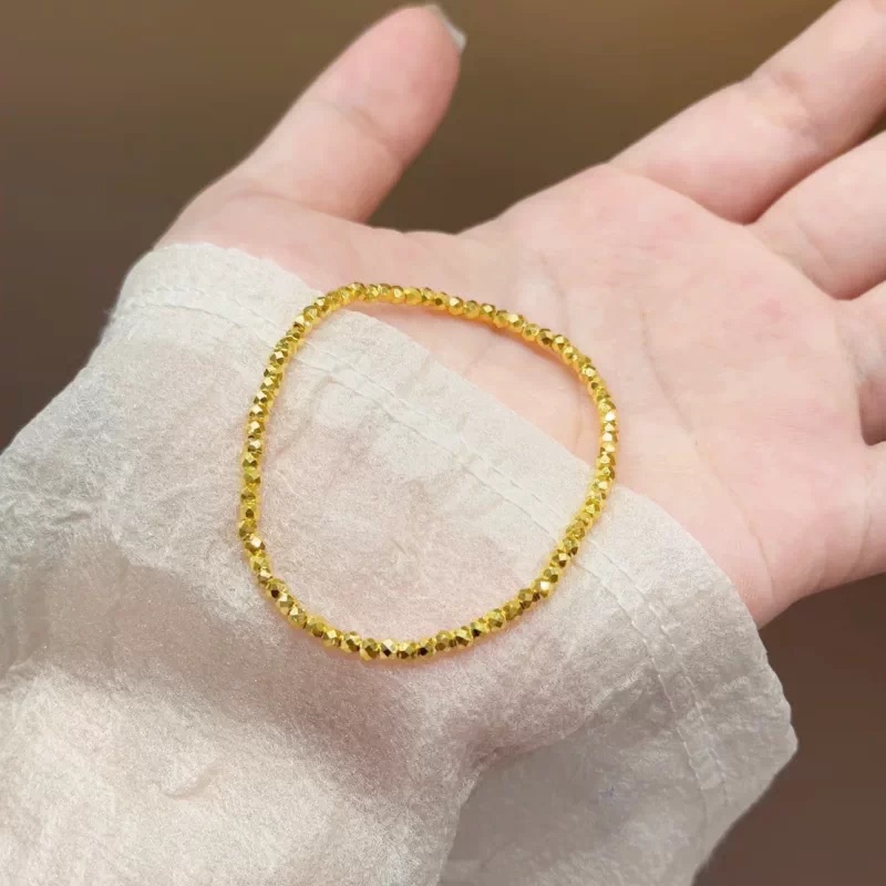 Xinning Orange Gold Bracelet Pure Gold 999 Gold Fortune Beads Jewelry DIY Accessories Loose Beads 3D Hard Gold