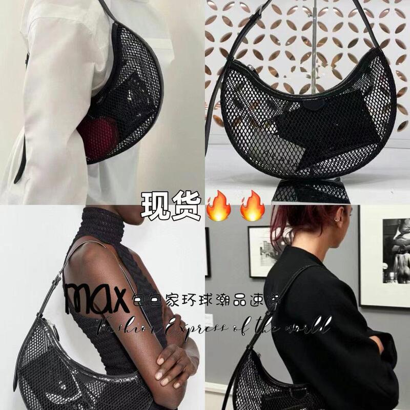 Max Plus Independent Brand One Piece Style Fishnet Half-Moon Bag