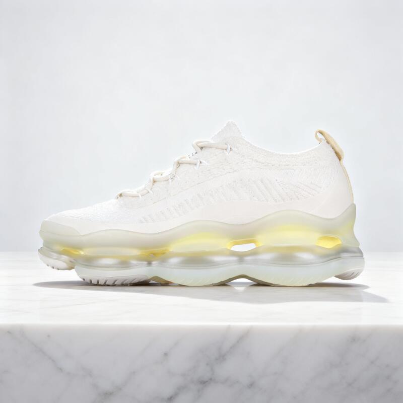 【Lidan】Men's Shoes, Thick-Soled Running Shoes, Full-Length Air-Cushion Shoes, Unisex Cream Yellow Comfortable Shock-Absorbing Sports Shoes