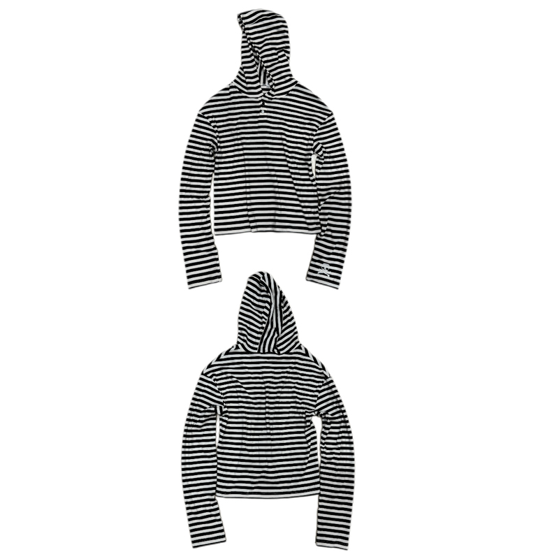 18Thjunerise Genuine Product_Black and White Striped Pure Cotton Skull Embroidery Skinny Slim-Fit Street Hooded Sweatshirt 18Thjunerise Genuine Product_Black and White Striped Pure Cotton Skull Embroidery Skinny Slim-Fit Street Hooded Sweatshirt