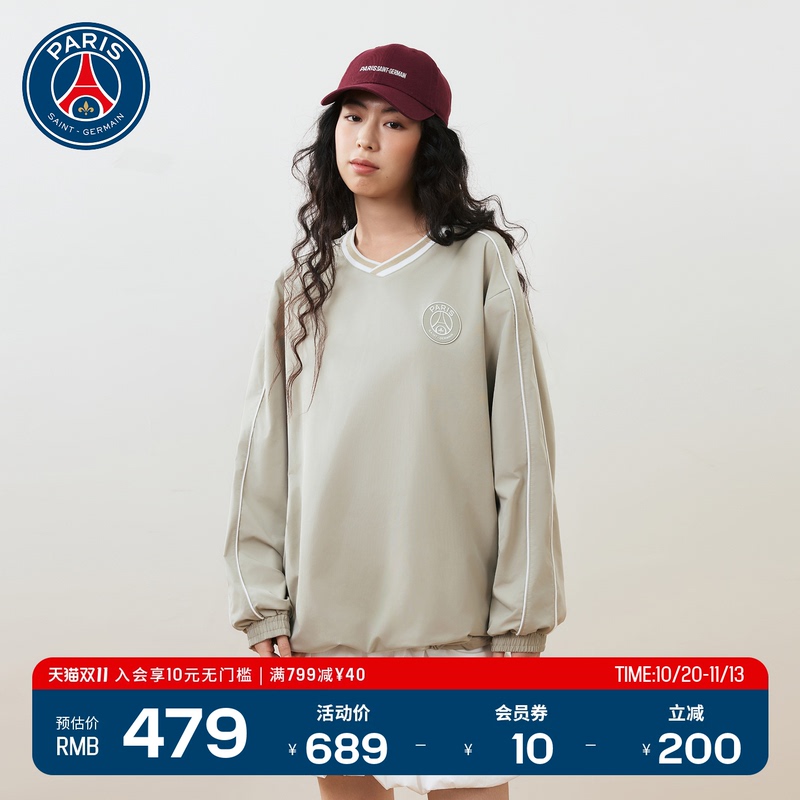 Psg Paris Saint-Germain New Sports Pullover Sweatshirt, Fashionable V Neck, Loose-Fitting Autumn and Winter Outer Wear Long-Sleeved Jacket