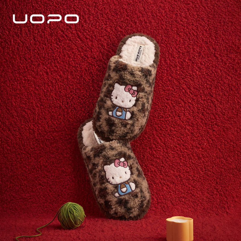 Leopard Print Hello Kitty Genuine Uopo Cotton Slippers for Women 2026 New Model Home Indoor Winter Non-Slip Warm Leopard Print Hello Kitty Genuine Uopo Cotton Slippers for Women 2026 New Model Home Indoor Winter Non-Slip Warm