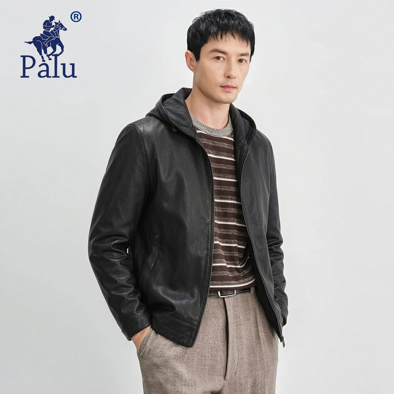 Palu 2026 New Genuine Leather Jacket for Men, Imported Sheepskin Jacket, Full Vegetable-Tanned Short Hooded Ultra-Thin Coat for Autumn Palu 2026 New Genuine Leather Jacket for Men, Imported Sheepskin Jacket, Full Vegetable-Tanned Short Hooded Ultra-Thin Coat for Autumn
