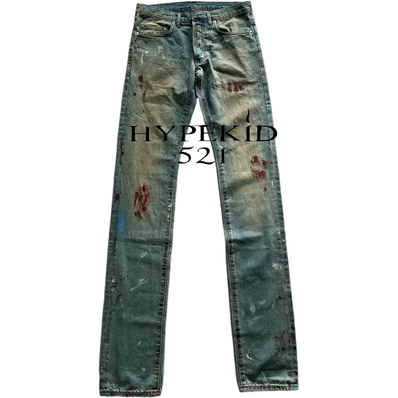 [in Stock] Hkid Independent Dh Style Hand-Painted American Trendy Graffiti Washed Archive Jeans