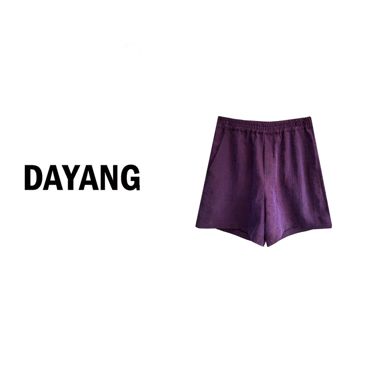 【Dayang】Heibulin New Chinese Style Shorts with Elastic Waist, Straight-Leg Casual Shorts, Slimming Effect