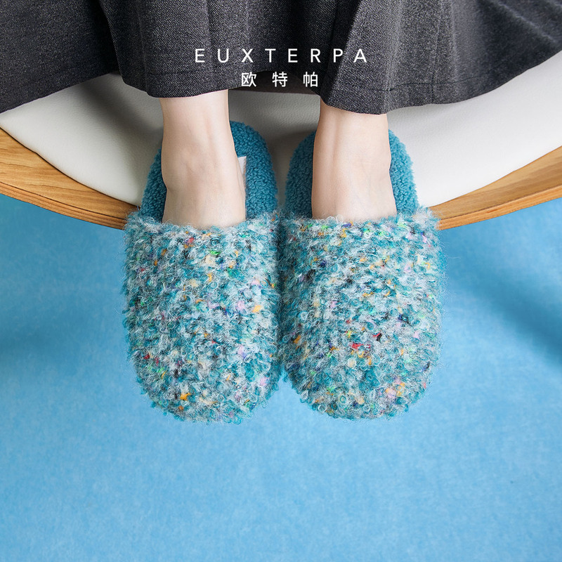 Euxterpa Colorful Dot Terry Wool Slippers, Non-Slip, Silent, Soft-Soled, Home Autumn and Winter Floor Slippers for Men and Women Euxterpa Colorful Dot Terry Wool Slippers, Non-Slip, Silent, Soft-Soled, Home Autumn and Winter Floor Slippers for Men and Women