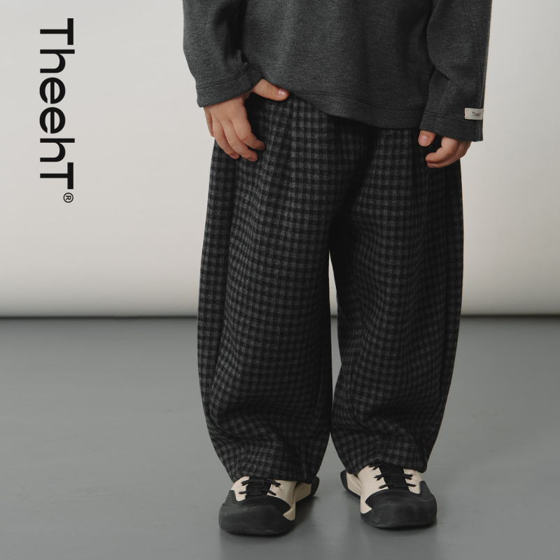 【New Product Launch】Theeht Children's Clothing Autumn and Winter Baby Pants Children's Tencel Acetate Wool Jacquard Plaid Trousers