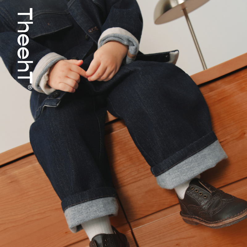 【New Product Launch】Theeht Children's Clothing Autumn and Winter Boys and Girls Baby Pants Cashmere Cotton Reactive Dyed Jeans