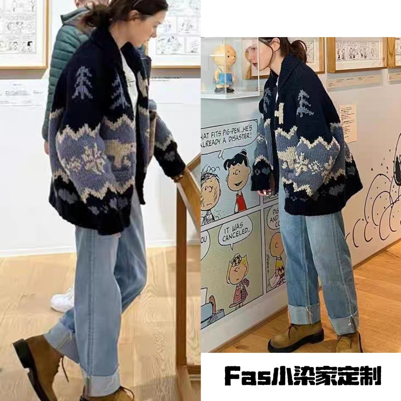 2026 New Polar Bear Nordic Style Fair Isle Sweater Coat Christmas Knit Cardigan, Same Style as Xiaoshenglv Caina