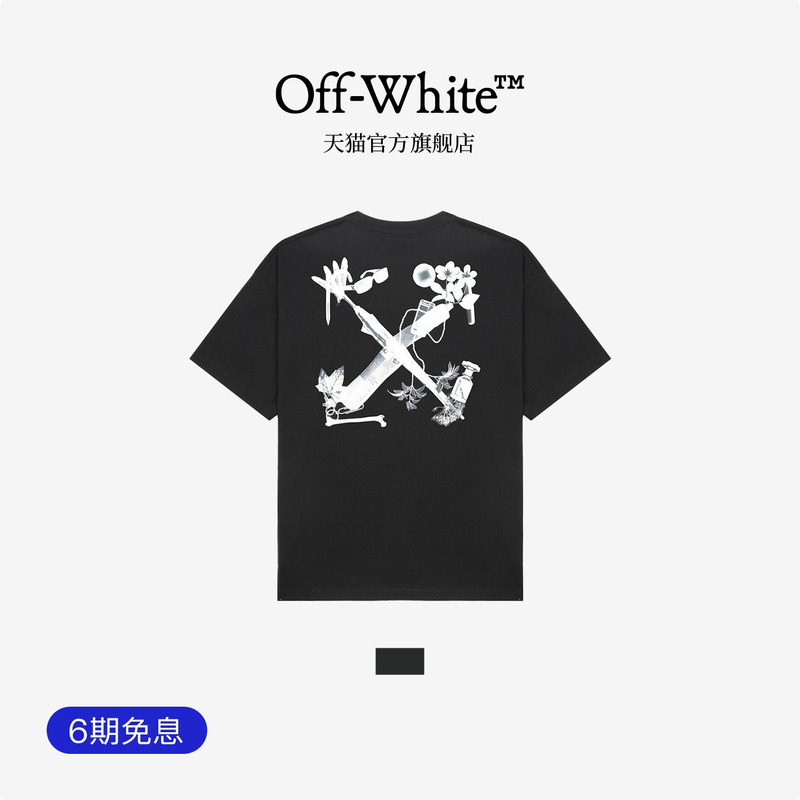 Off-White ™ Celebrity-Style Pure Cotton Short-Sleeved T-Shirt 2026 Couple Style Loose Round Neck Half-Sleeved Unisex Style