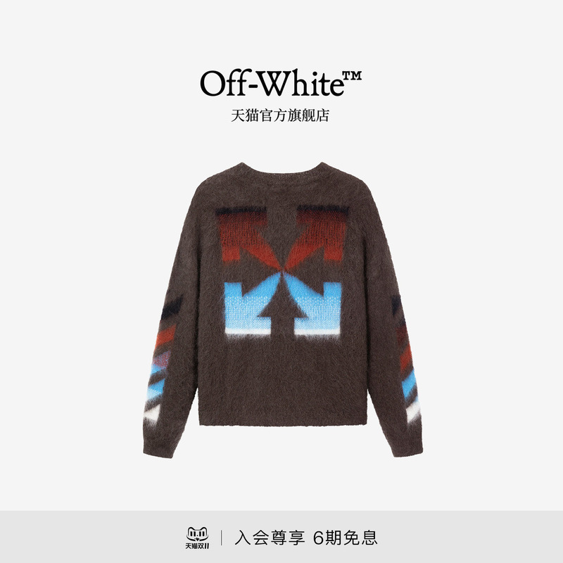 Off-White ™ Couple's Matching Outfits: Color-Blocked Gradient Double Arrow Knit Sweater, Unisex Mohair Loose Sweater. Off-White ™ Couple's Matching Outfits: Color-Blocked Gradient Double Arrow Knit Sweater, Unisex Mohair Loose Sweater.
