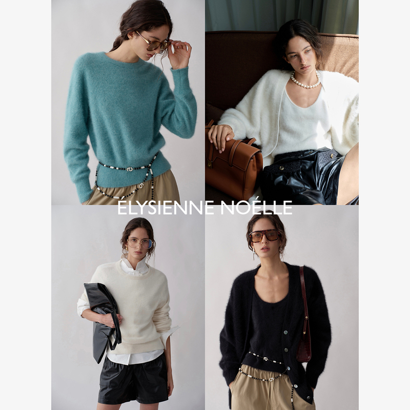 【En】Export-Grade Pioneer ㊣ High-End Luxury Fox Fur Large Collection Blue Fox Fur Cashmere Cardigan/Vest/Sweater