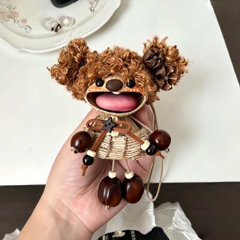 Cute Fruit Shell and Pod Doll Finished Product Handmade Thoughtful Gift Small Pendant Car Hanging Bag Hanging Decoration Mother's Day Gift