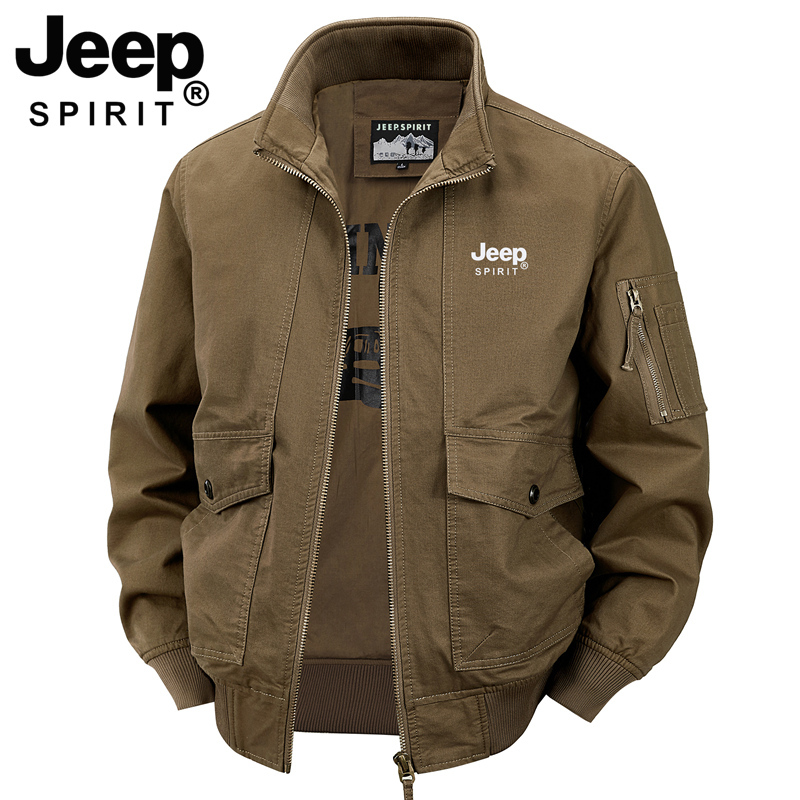 Jeep Spirit Jeep Jacket Men's Spring New Casual Loose Multi-Pocket Pure Cotton Washed Workwear Jacket