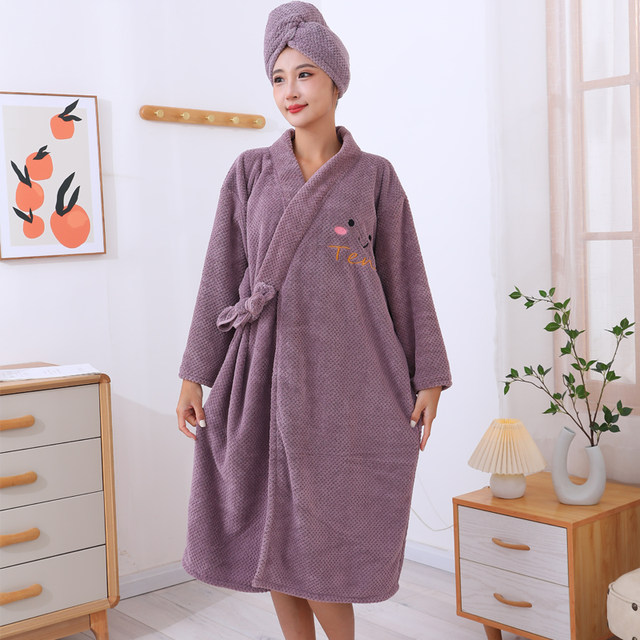 Wearable Long-Sleeved Bathrobe, Absorbent, Soft and Lint-Free, Student Casual Wear, Large Bath Towel, Household Thickened Bath Skirt