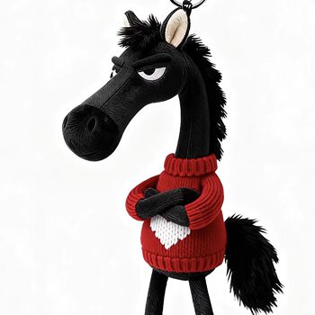 2026 Year of the Horse Mascot, the Chosen Black Horse Bag Charm Pendant Plush Toy, Gift for Friends, the Chosen Black Horse Pendant