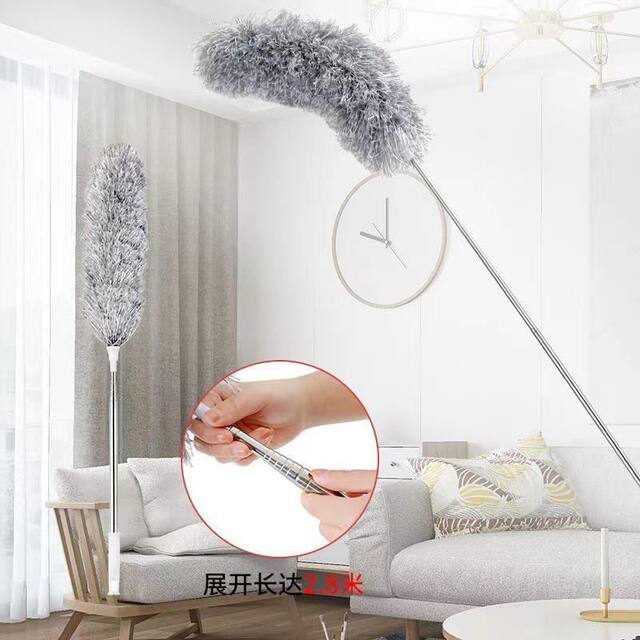 Household Dust Removal Feather Duster, Extendable and Extendable Lengthened Duster for Cleaning Ceiling Spider Webs, Dust Cleaning Magic Tool, Cleaning Duster