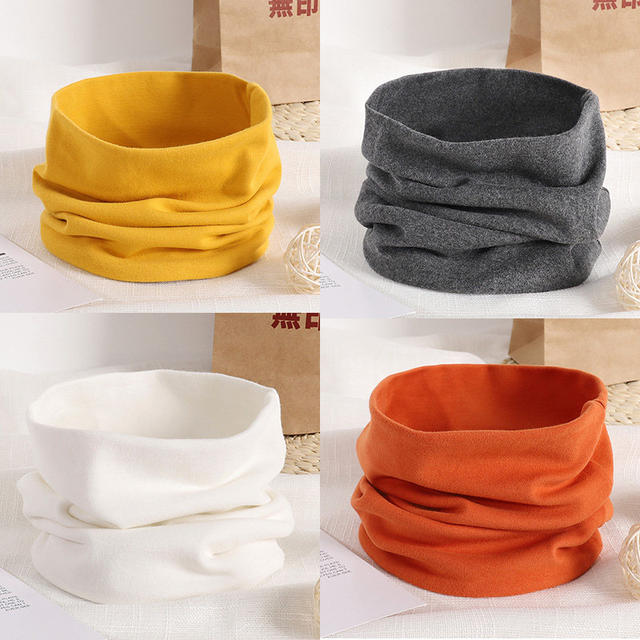 Cotton Neck Warmer for Women, Autumn and Winter Thermal Simple Korean Style Ins Versatile Solid Color Pullover Scarf for Men and Women