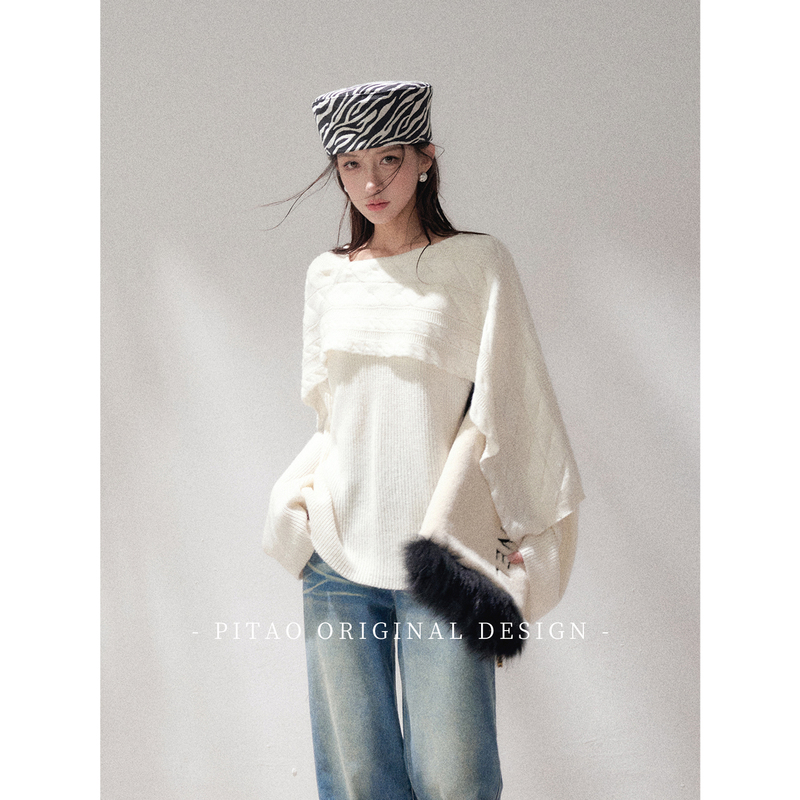 Pitao Original Design of the "Letter from the North" Style Wool Shawl Knit Top for Women, New for Autumn 2026 Pitao Original Design of the "Letter from the North" Style Wool Shawl Knit Top for Women, New for Autumn 2026