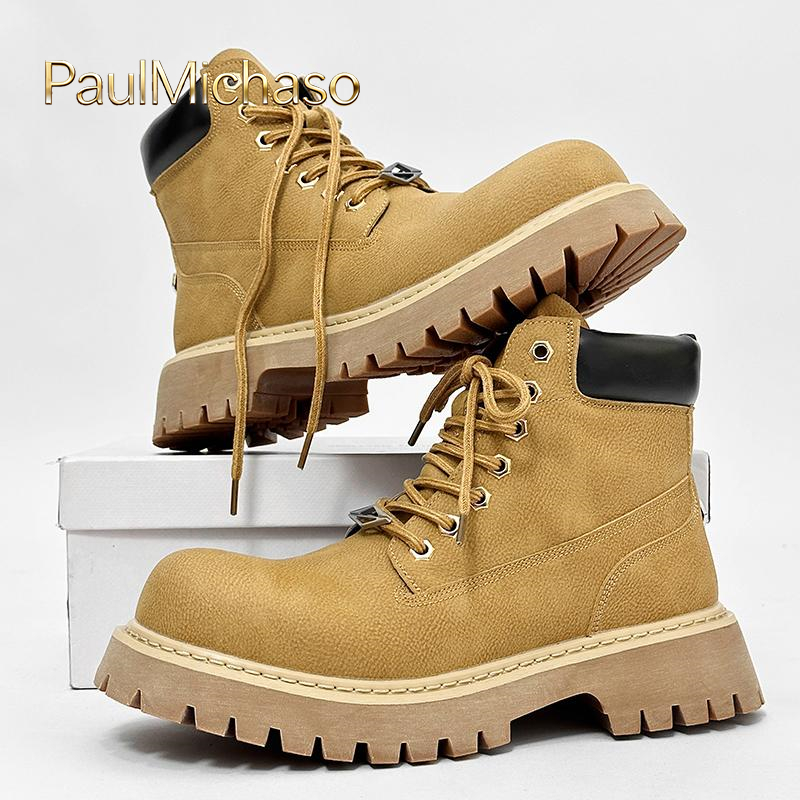 Мужские ботинки Martin; новинка 2025 года; сезон осень-зима; бархатные ботинки с высоким берцем и толстой подошвой; мужские ботинки; пара ботинок из ревеня; мужские