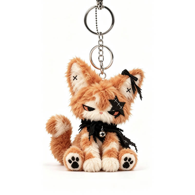 Dark Style Upset Cat Plush Pendant Niche Gothic Style Doll Grumpy Kitten Keychain Bag Charm Dark Style Upset Cat Plush Pendant Niche Gothic Style Doll Grumpy Kitten Keychain Bag Charm