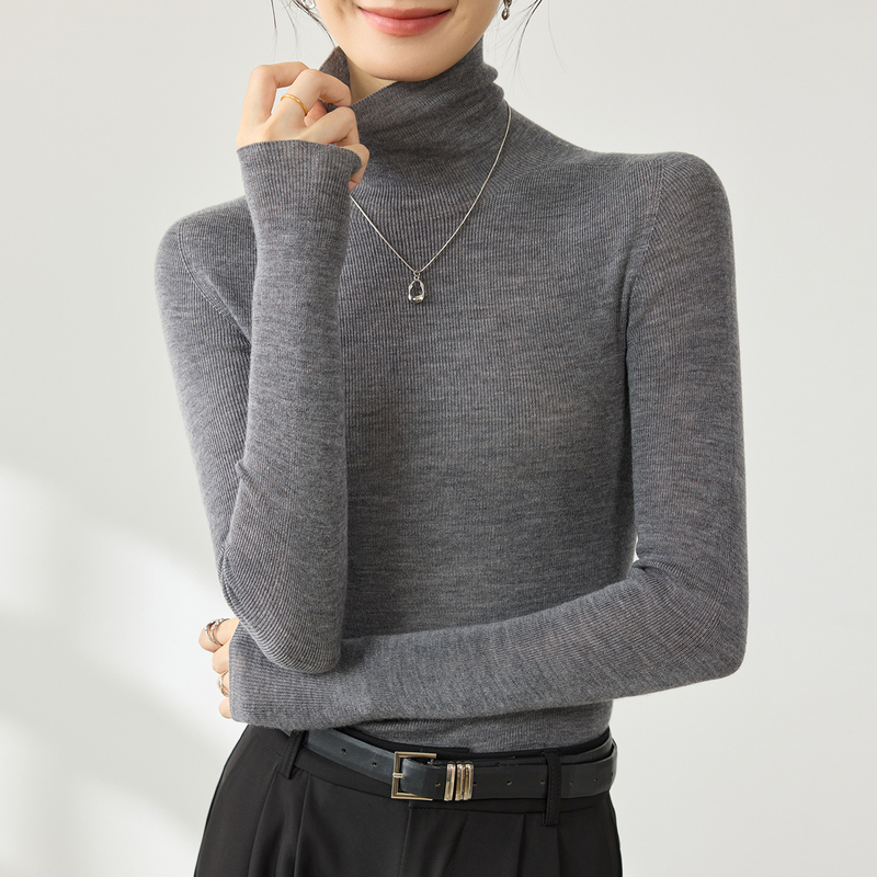 Yangzi Yarn 100% Fine-Spun Wool High-Neck Seamless Knit Sweater for Women, Slim-Fit Base Layer, Slimming Pullover Turtleneck Sweater Yangzi Yarn 100% Fine-Spun Wool High-Neck Seamless Knit Sweater for Women, Slim-Fit Base Layer, Slimming Pullover Turtleneck Sweater