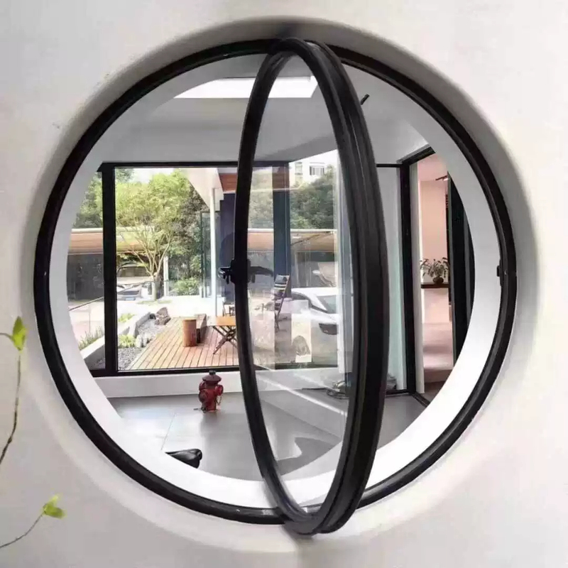 Rotating Central Axis Round Window, Moon Window, Indoor Privacy Protection Round Glass Window, Attic Landscape Round Art Window, Aluminum Alloy Window