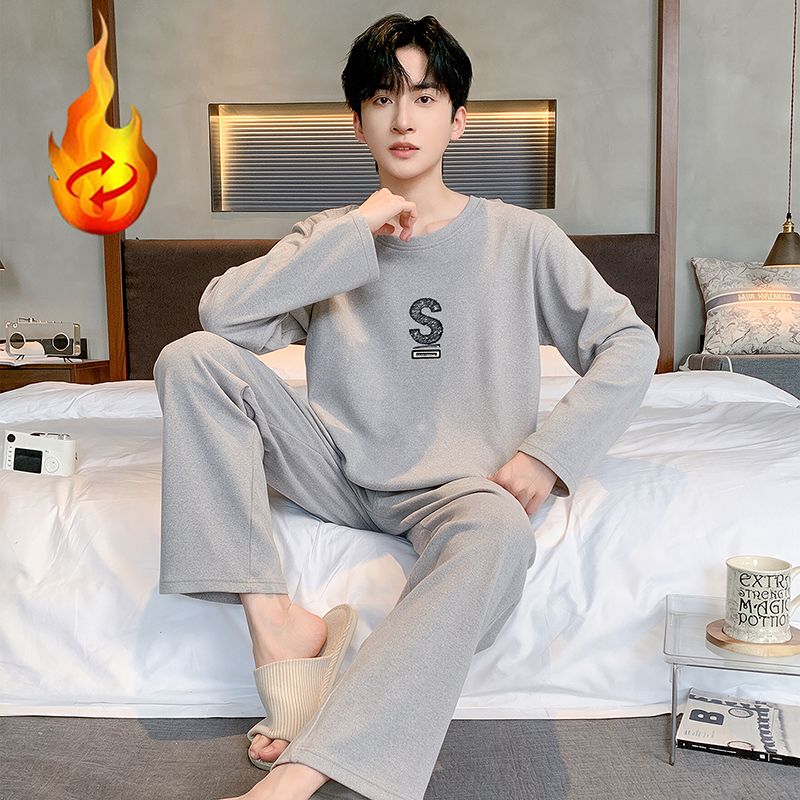 New Autumn and Winter Silk Wool Long-Sleeved Long-Pants Pullover Pajamas Warm Round-Neck Casual Women's Home Wear Set