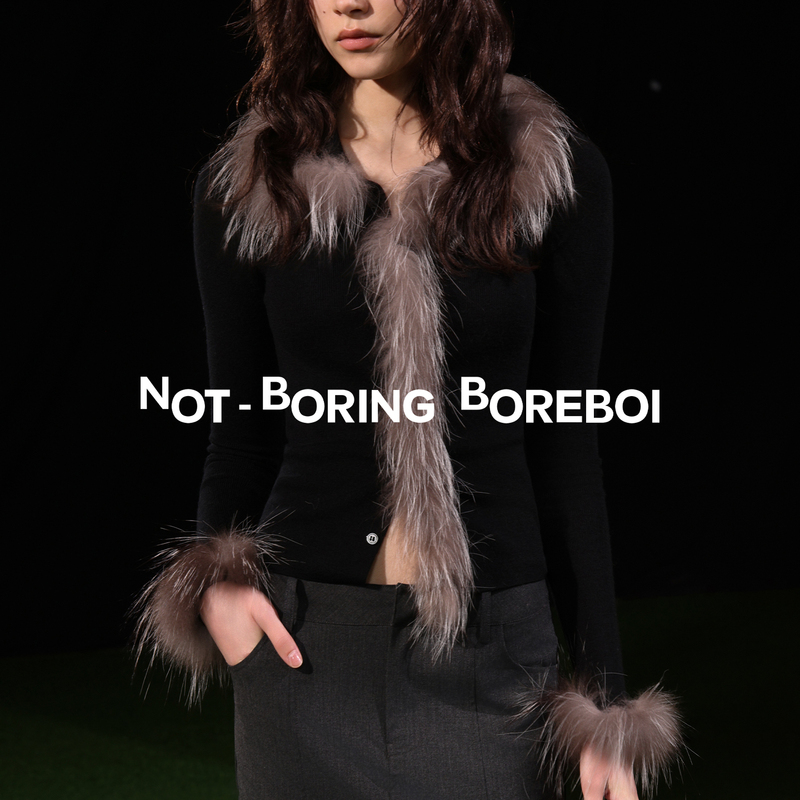 Nbb丨Fox Fur Spliced Wool Knitwear Short Slim-Fit Cardigan with Fur Collar and Fur Cuffs Hidden Button Sweater Jacket Nbb丨Fox Fur Spliced Wool Knitwear Short Slim-Fit Cardigan with Fur Collar and Fur Cuffs Hidden Button Sweater Jacket