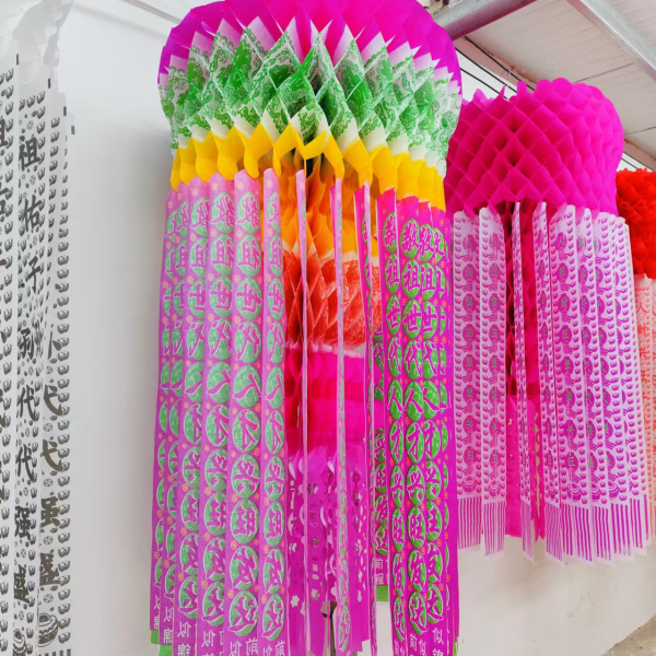 Colorful Copy Paper Lanterns, Double-Layer Eco-Friendly Paper Plastic Lanterns, Qingming Flowers, Qingming Hanging Decorations, Qingshan Strips, Qingming Festival Lanterns