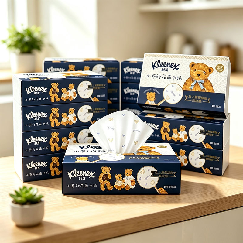 Kleenex Bear Print Tissue Paper 80 Sheets Bear Print Unscented 3-Ply Tissue Paper Napkins Kleenex