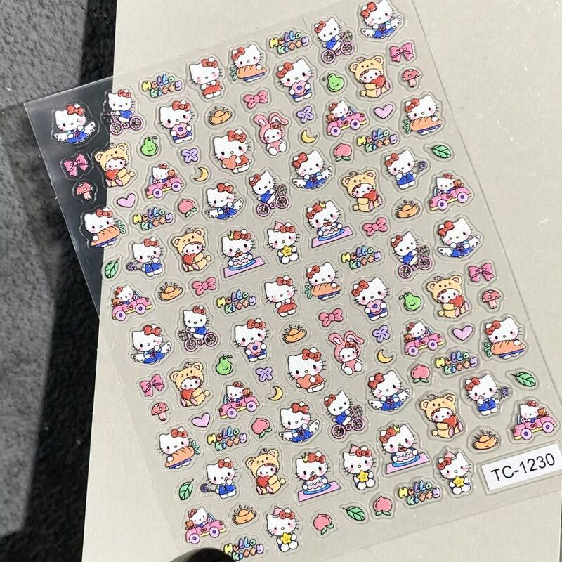 Cute Girly Hello Kitty Embossed Nail Stickers, Kitty Cat Water Cup, Ccd Atmosphere DIY Nail Stickers Cute Girly Hello Kitty Embossed Nail Stickers, Kitty Cat Water Cup, Ccd Atmosphere DIY Nail Stickers