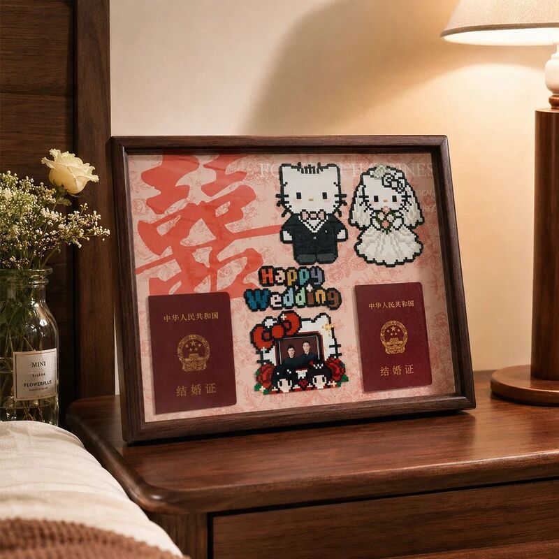 Hellokitty Wedding Certificate Bead Art Souvenir Display Frame Collection Photo Frame Wedding Gift Ornament for Friends