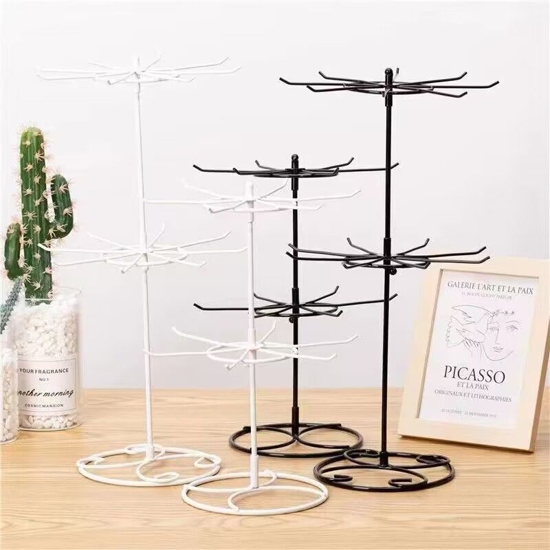Wrought Iron Rotating Two-Tier Small Accessory Storage Rack for Phone Cases, Hair Ties, Earplugs, Keychains, Necklaces, and Display Stand Wrought Iron Rotating Two-Tier Small Accessory Storage Rack for Phone Cases, Hair Ties, Earplugs, Keychains, Necklaces, and Display Stand