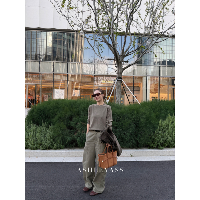 Ashleyass Autumn and Winter French Fry Pants Classic High-Waisted Wide-Leg Tailored Slimming Slightly Curved Straight-Leg Casual Pants for Women Ashleyass Autumn and Winter French Fry Pants Classic High-Waisted Wide-Leg Tailored Slimming Slightly Curved Straight-Leg Casual Pants for Women