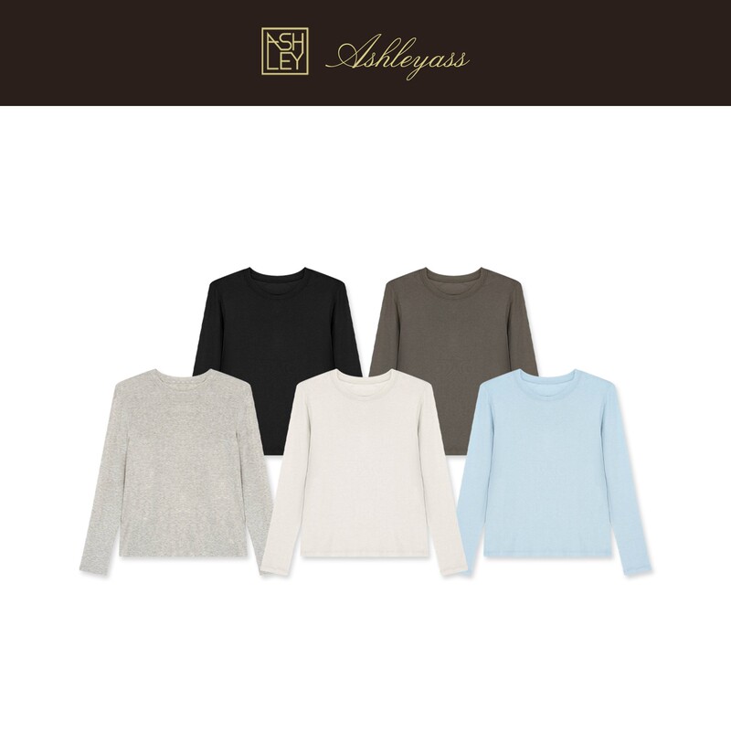 Ashleyass Breathable Base Layer Lyocell Wool Blend Crew Neck Solid Color Base Shirt for Women Winter Wear