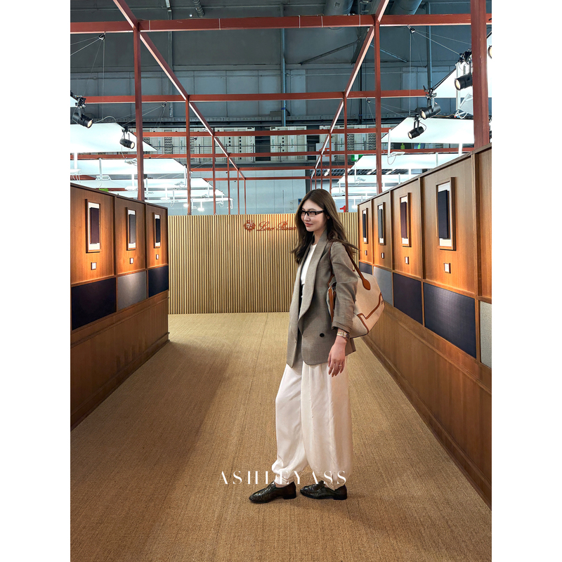 Ashleyass "Miranda" Matte Variegated Sheep Wool Commuter Suit + High-Waisted Wide-Leg Pants for Women, Slimming and Versatile Ashleyass "Miranda" Matte Variegated Sheep Wool Commuter Suit + High-Waisted Wide-Leg Pants for Women, Slimming and Versatile