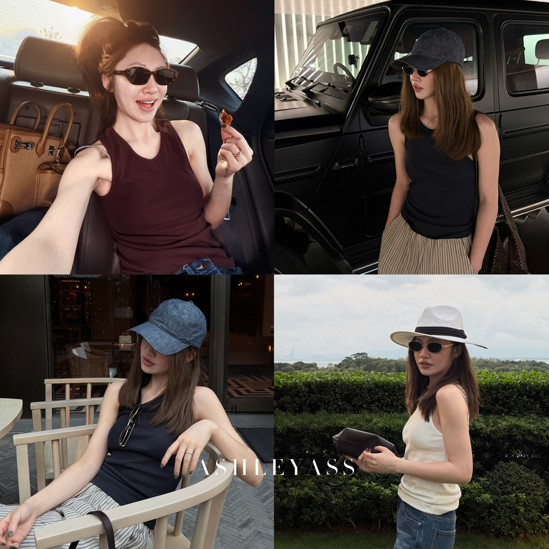 Ashleyass Matte Ribbed Tank Top Long Staple Cotton U-Neck Knitted Sleeveless Slim Fit Outerwear Camisole