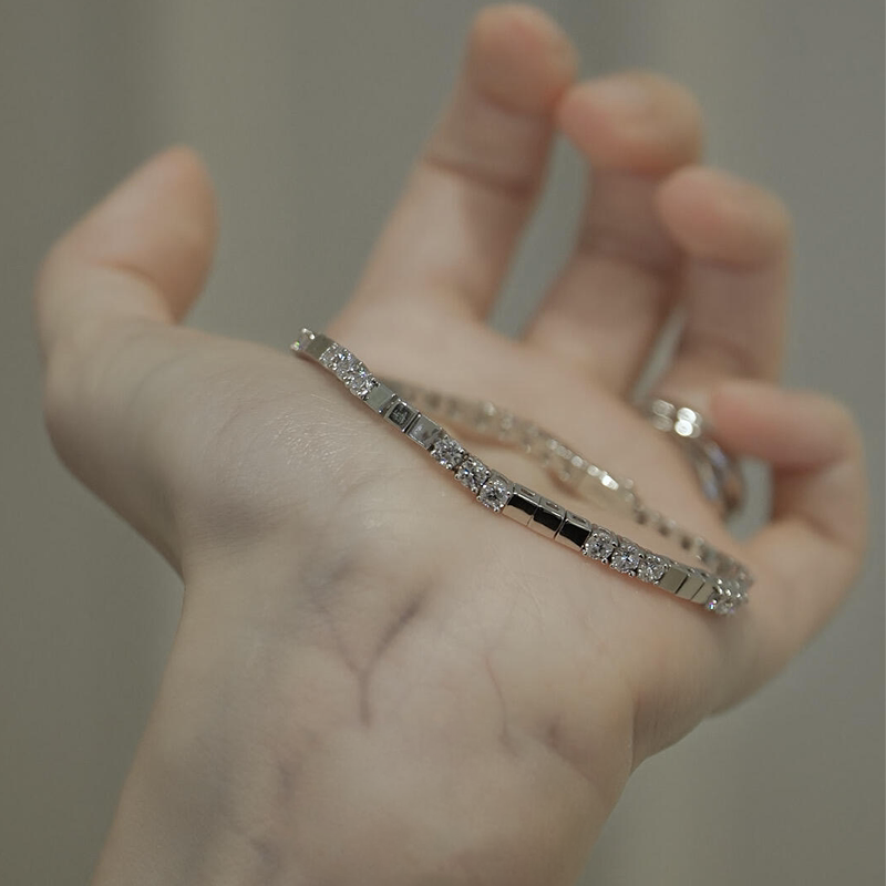 S925 Sterling Silver Cool and Sparkling Silver Square Bracelet 2026 New Popular Fashion Versatile High-End Index Finger Ring