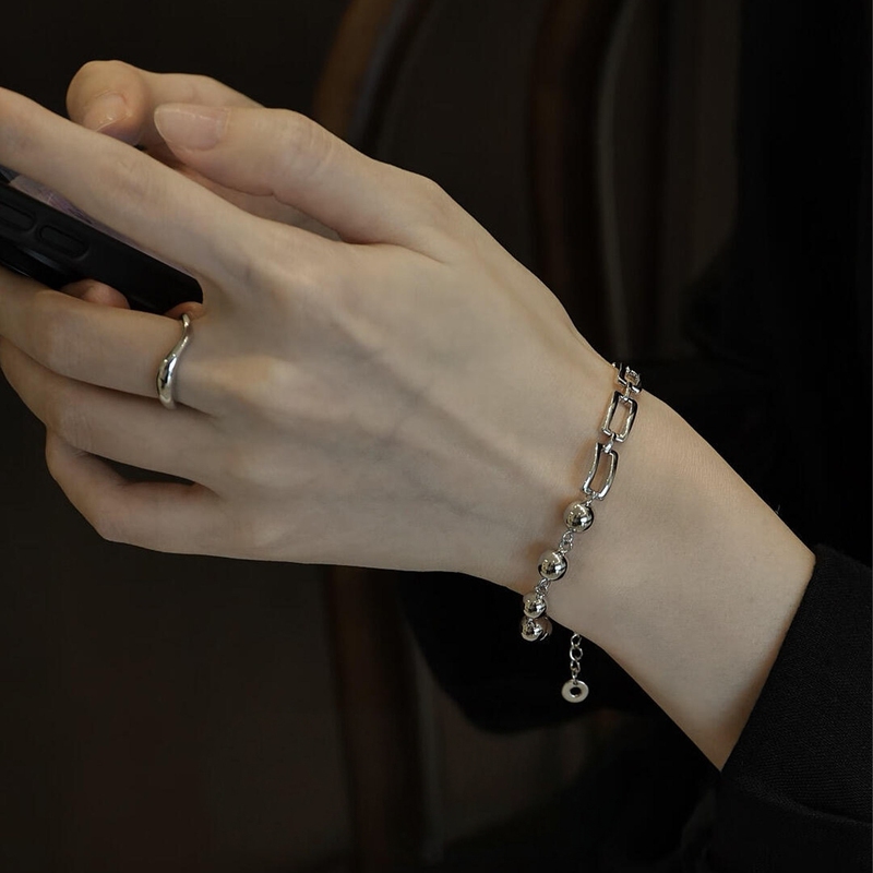 S925 Sterling Silver Minimalist Style Silver Bead Splicing Bracelet 2026 New Popular Exquisite Versatile High-End Jewelry for Women