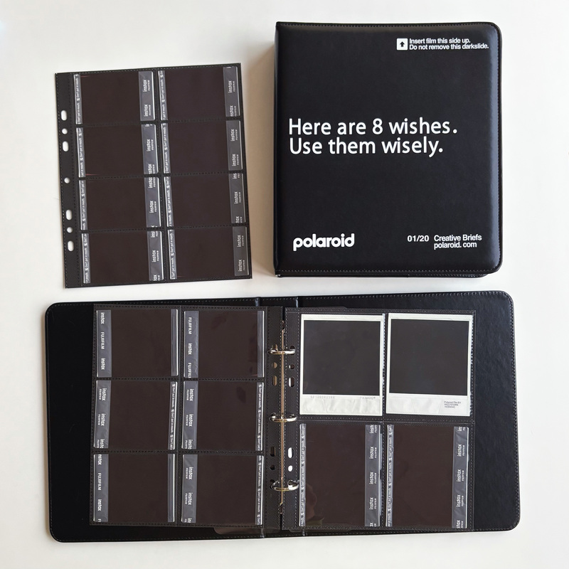 Polaroid Universal Large-Capacity Photo Album Leather Black Background Mini Square Sq Wide Format Card Album Loose-Leaf