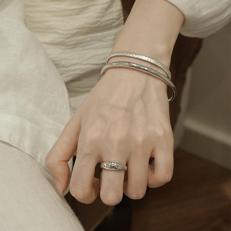 S925 Sterling Silver Minimalist Style Glossy Plain Ring Bracelet for Women 2026 New Light Luxury Niche Exquisite High-End Bracelet