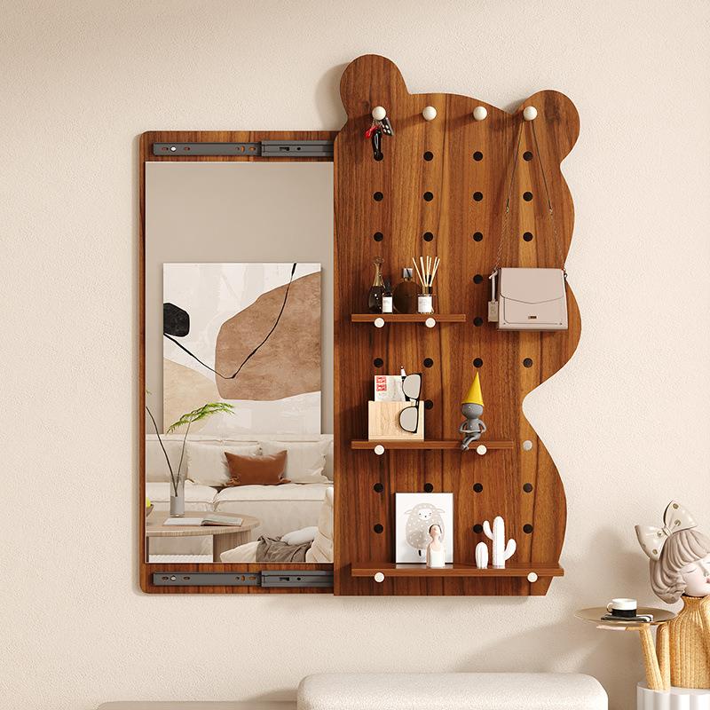 Perforated board hidden sliding mirror slimming whole body wall-mounted fitting without punching home living room entrance wall dressing mirror