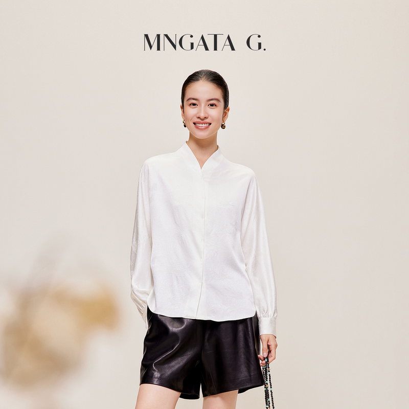 Manga Tower [Shangjiu Kai·Qingchun Die Xi Tu] Overlapping Stand Collar New Chinese Style Han Element Shirt 6072502