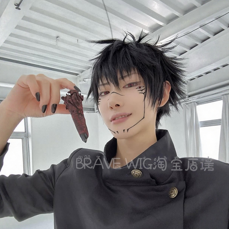 Fushiguro Megumi Cosplay Wig Jujutsu Kaisen Anime Wig Sea Urchin Style Short Black Full Wig Cosplay Wig