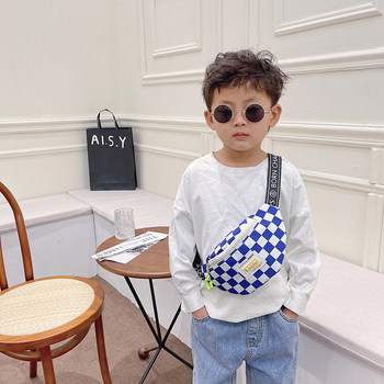 Children's crossbody bag boys 2022 new style fashion checkerboard spring mini girls chest bag trendy waist bag